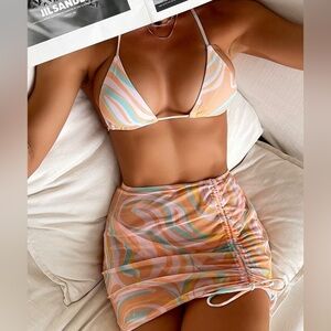 Cute 3-Piece Halter Bikini Set & Cover-Up